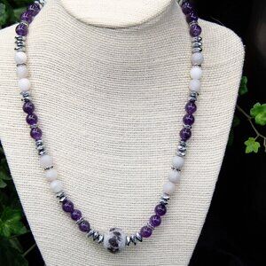 Handmade Amethyst Beaded Necklace